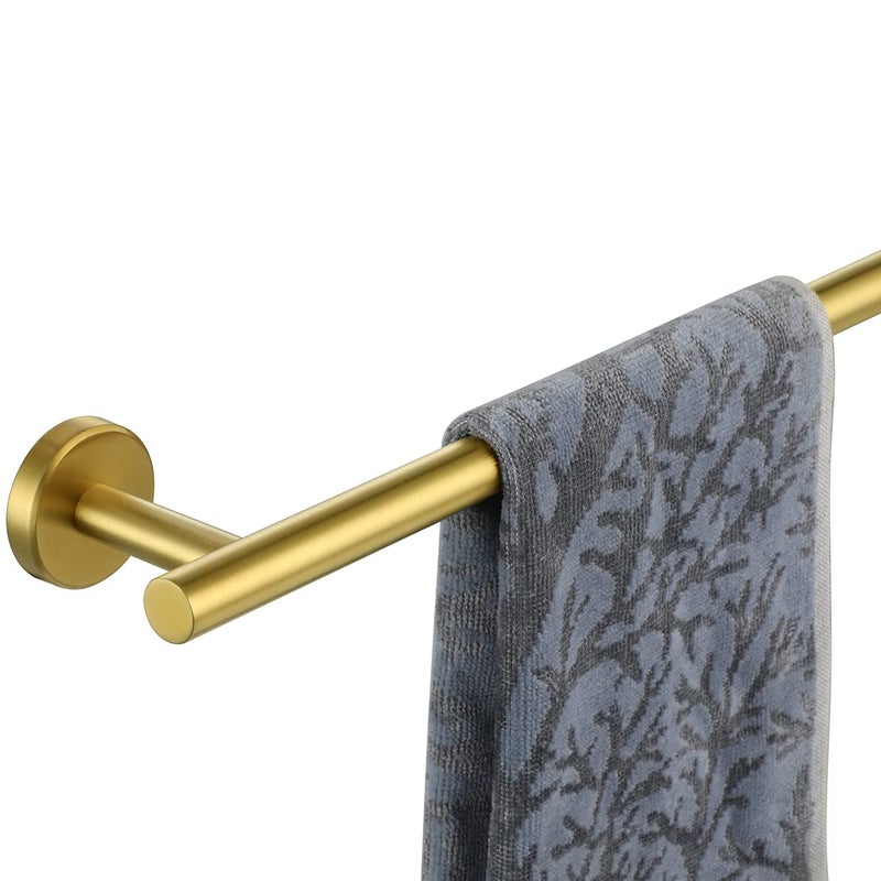 JQK Bath Towel Bar Brushed Gold, 18 Inch 304 Stainless Steel Thicken 0.8mm Towel Rack Bathroom, Towel Holder Wall Mount, Total Length 20.47 Inch TB110L18-BG - Image 1